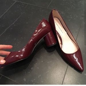 Zara patent heels in burgundy